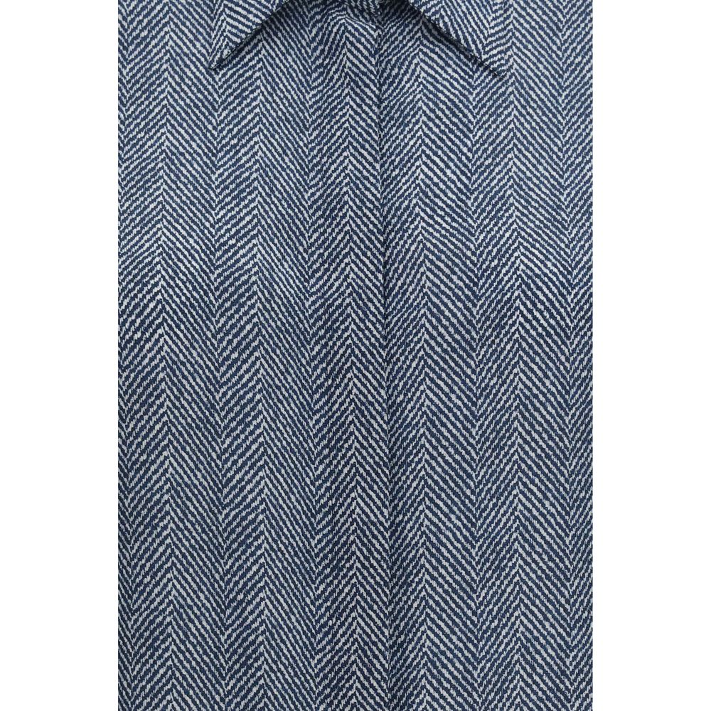 Blue Silk Pattern Shirt