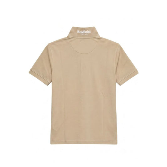 Beige Cotton Men Polo-Shirt