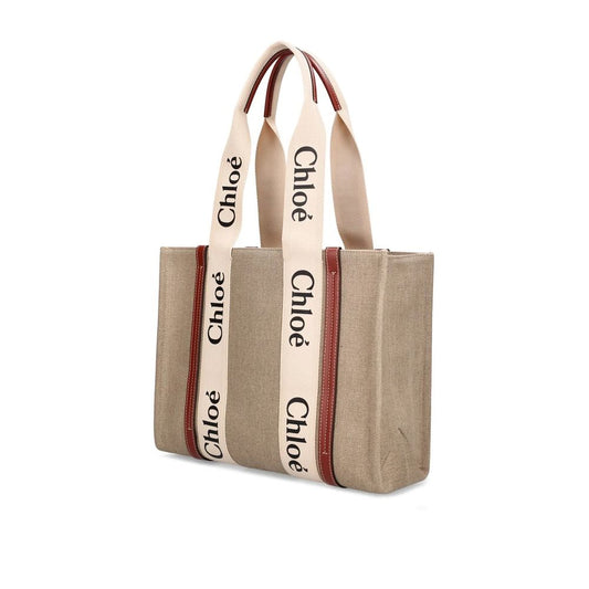 Beige Linen Tote Bag