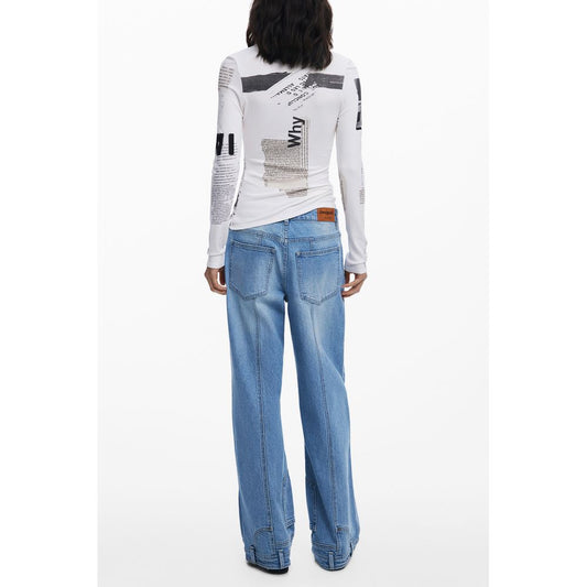 White Viscose Women T-Shirt