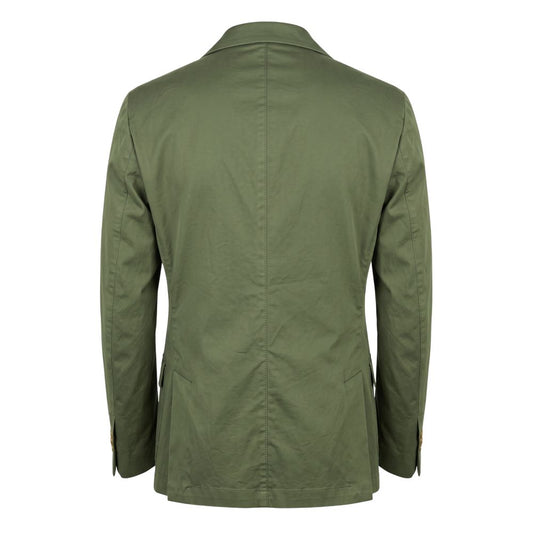 Green Cotton Men Jacket