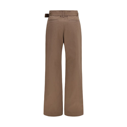 Brown Polyester Casual Pants