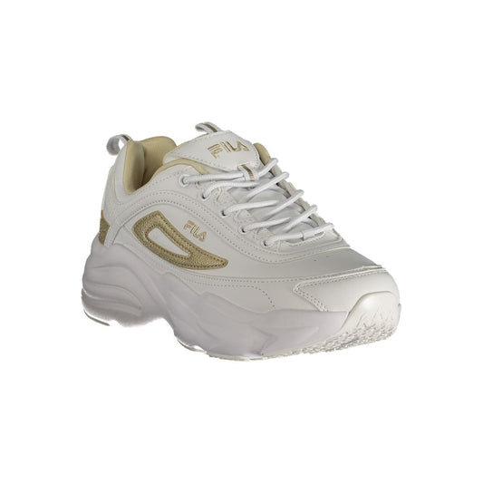 White Polyester Athletic Sneakers