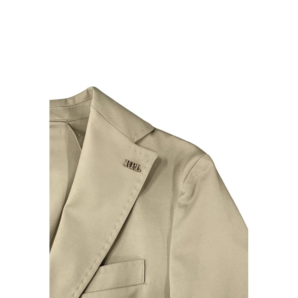 Beige Cotton Men Jacket