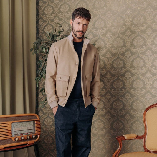 Beige Virgin Wool Bomber