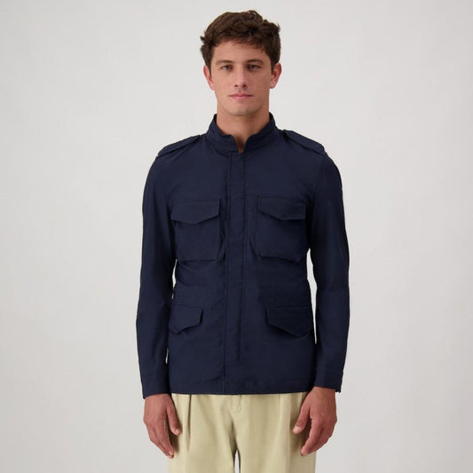 Navy Blue Cotton Shell Jacket