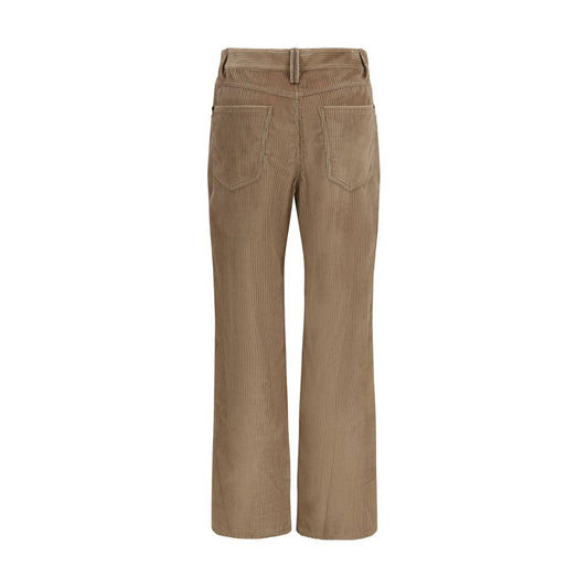Brown Cotton Casual Pants