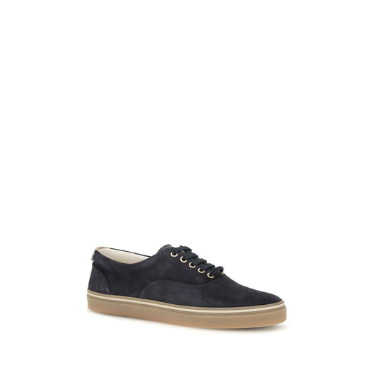 Blue Suede Leather Low Top Sneakers