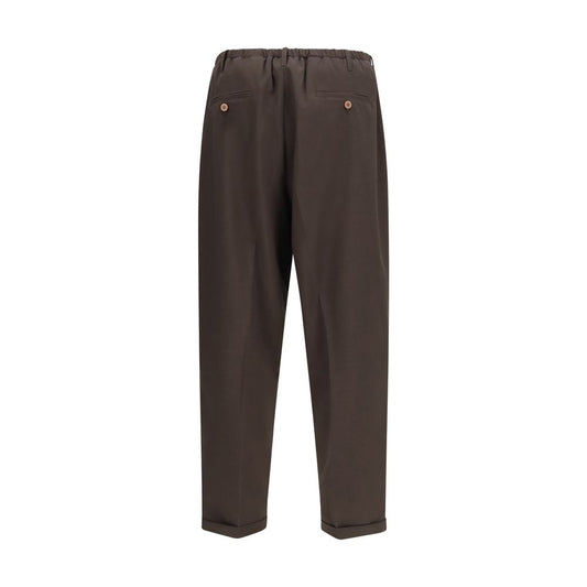 Brown Polyester Casual Pants