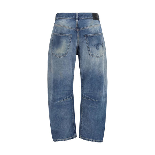 Blue Cotton Boyfriend Jeans
