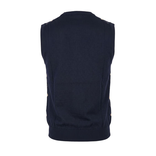Blue Cotton Men Sweater