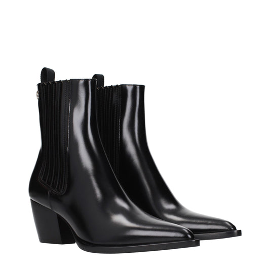 Black Leather Ankle Boots