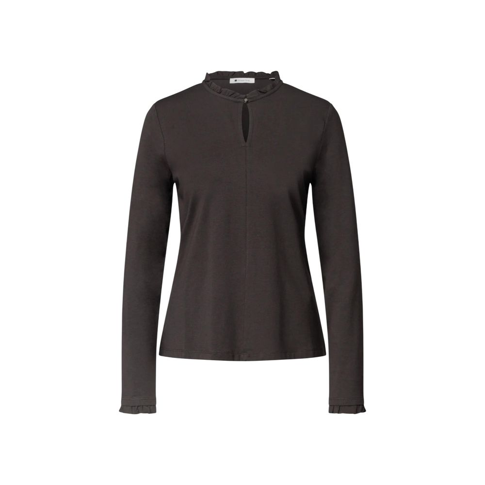 Brown Cotton Long Sleeve T-Shirt