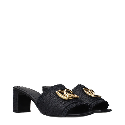 Black Raffia Platform Sandals