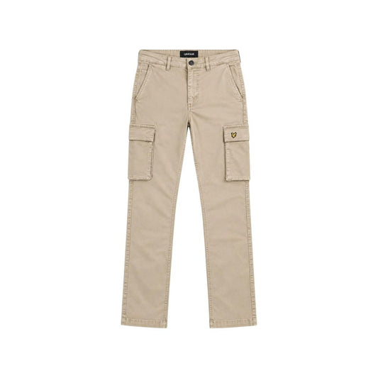 Beige Cotton Cargo Pants