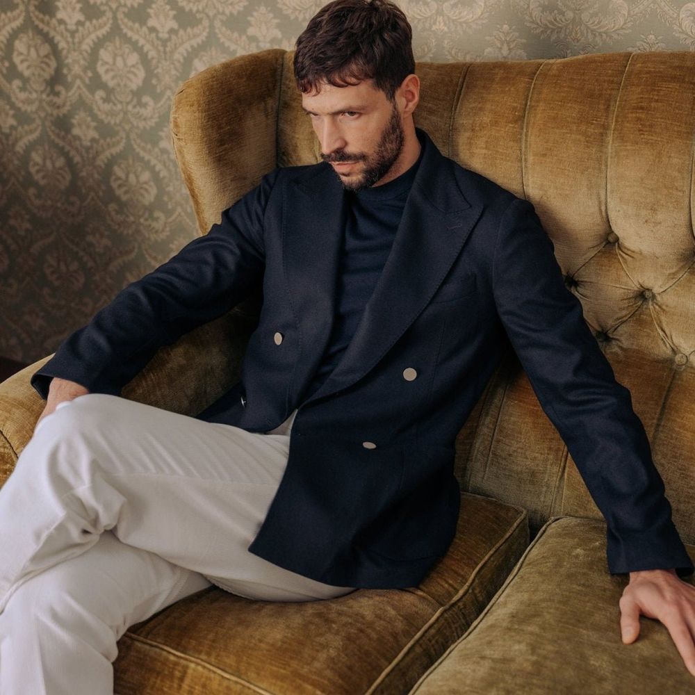 Blue Wool Full-Length Jacket