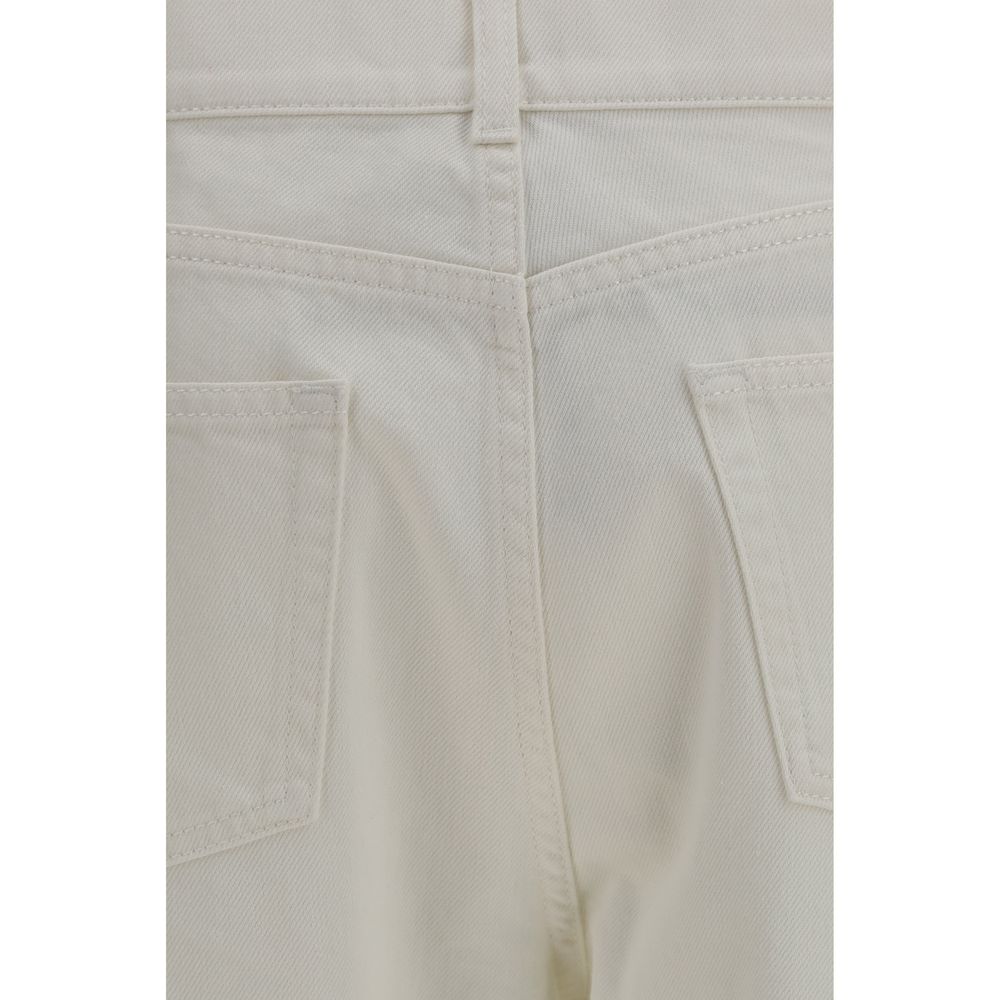 White Cotton Straight-Leg Jeans