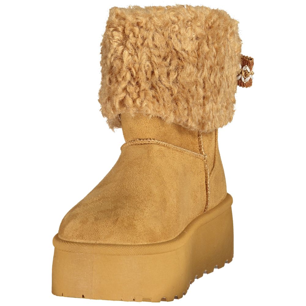Brown Polyurethane Women's Ankle Boot