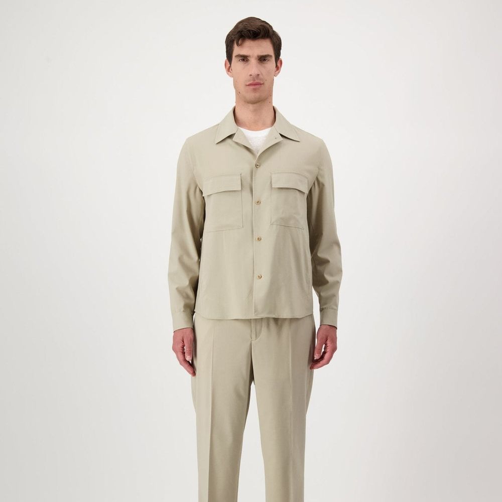 Beige Virgin Wool Shell Jacket