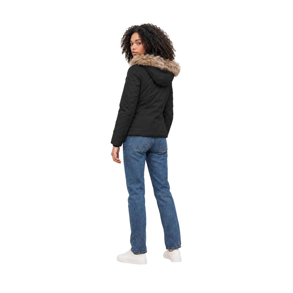 Black Polyester Full-Length Jacket