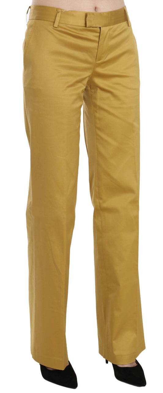 Mustard Yellow Straight Formal Trousers Pants