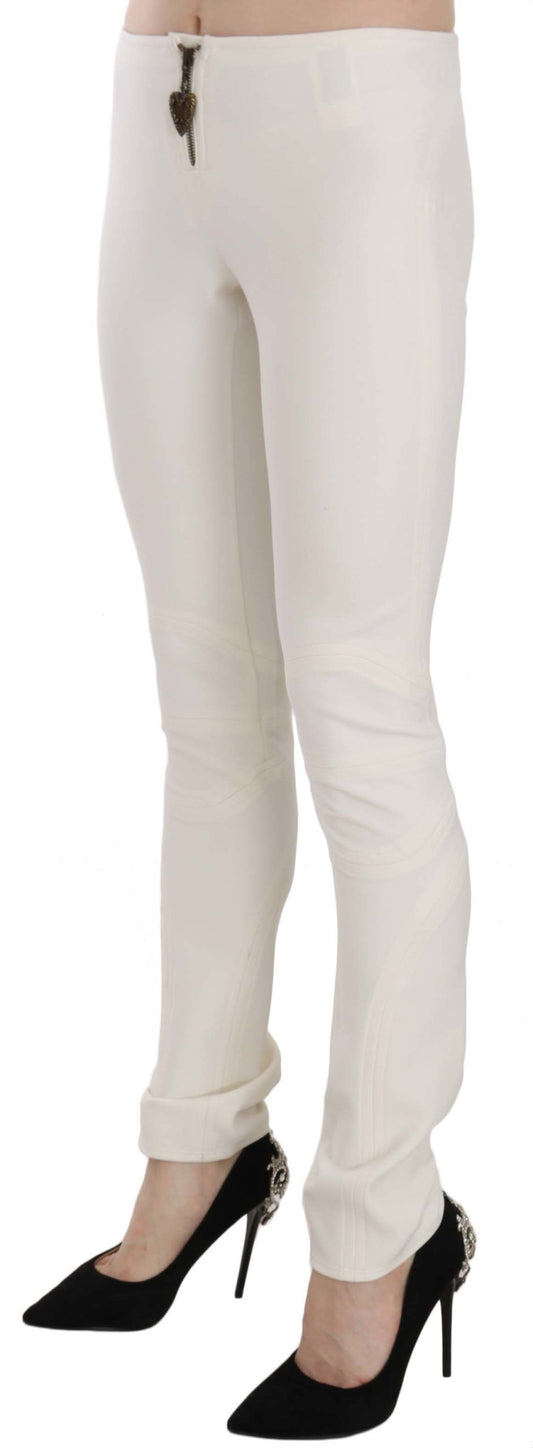 White Mid Waist Skinny Dress Trousers Pants