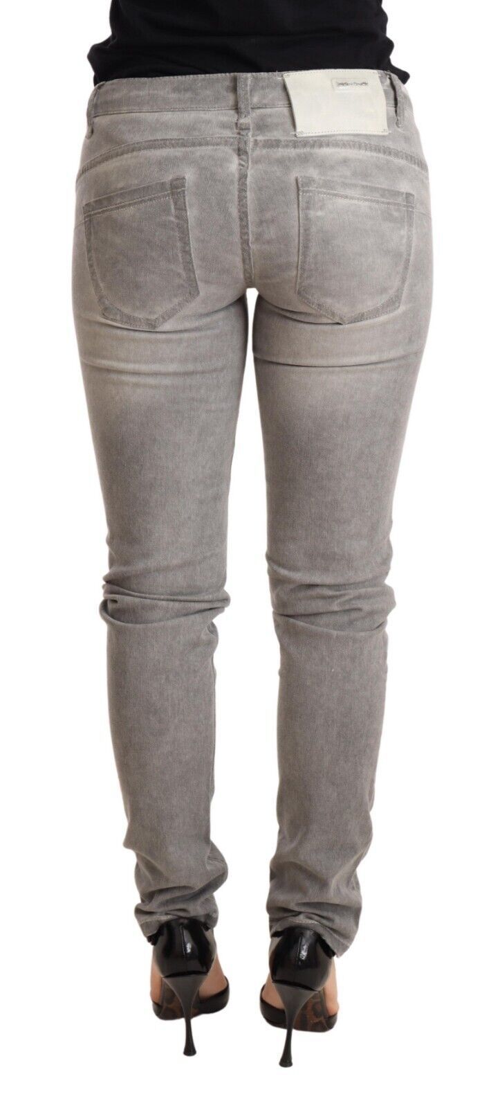 Light Gray Washed Cotton Slim Fit Denim Women Trouser Jeans