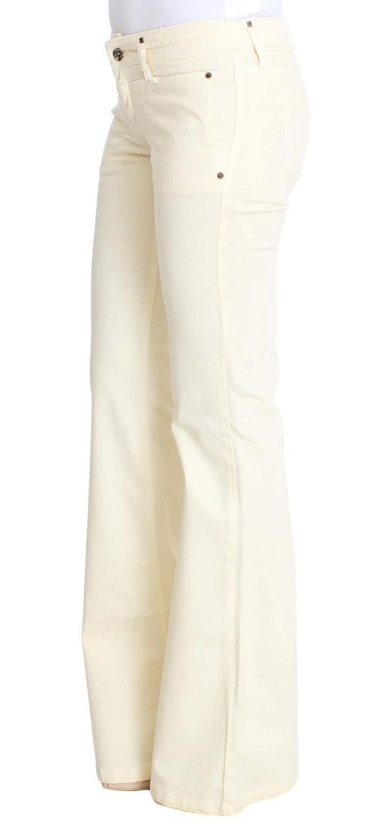 White Cotton Stretch Flare Jeans