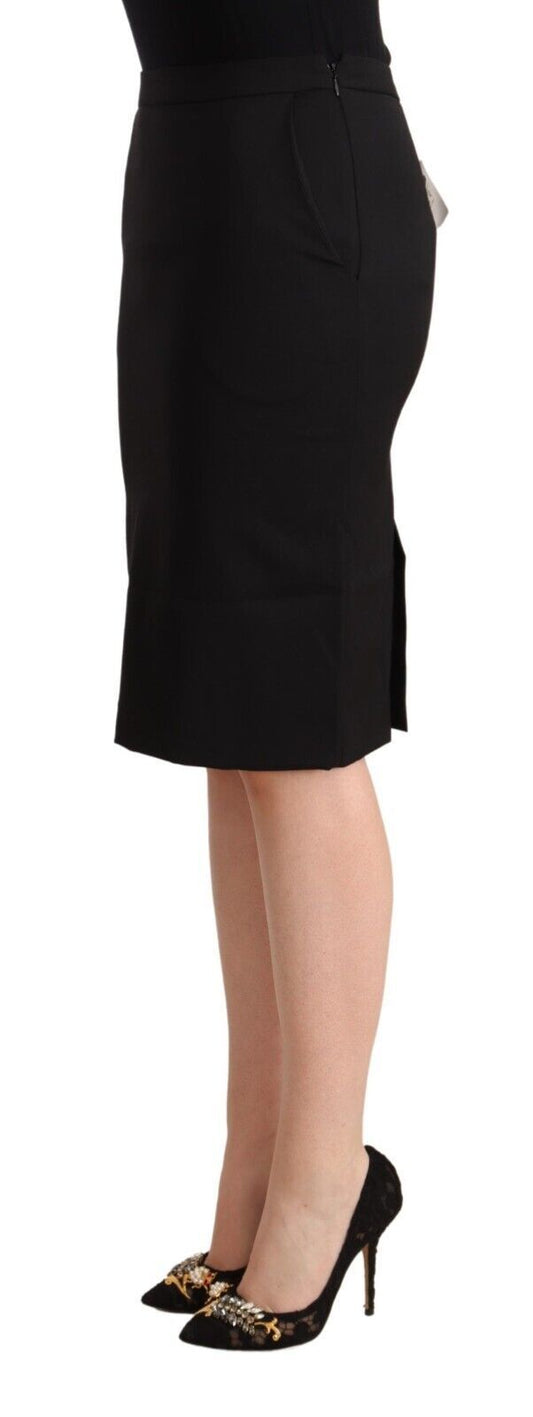Black Pencil Knee Length Straight Skirt