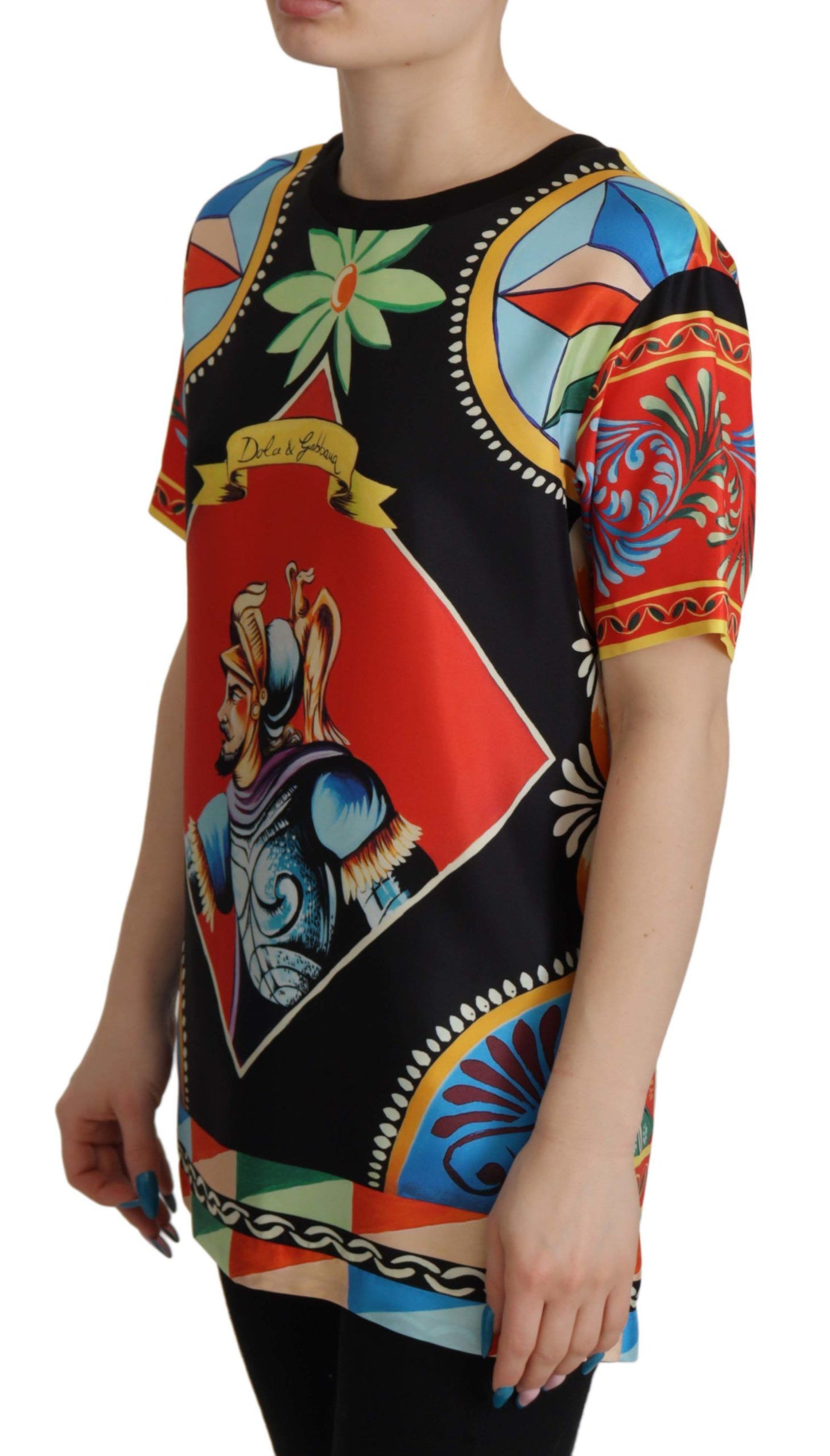 Multicolor Soldier Carretto Silk Top T-shirt