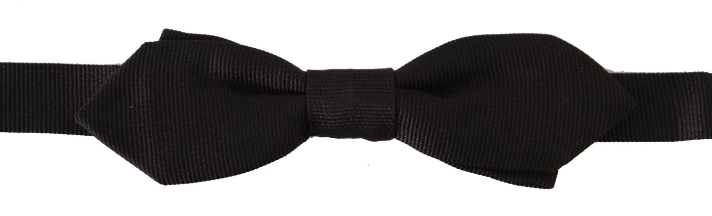 Black Solid 100% Silk Adjustable Neck Papillon Tie