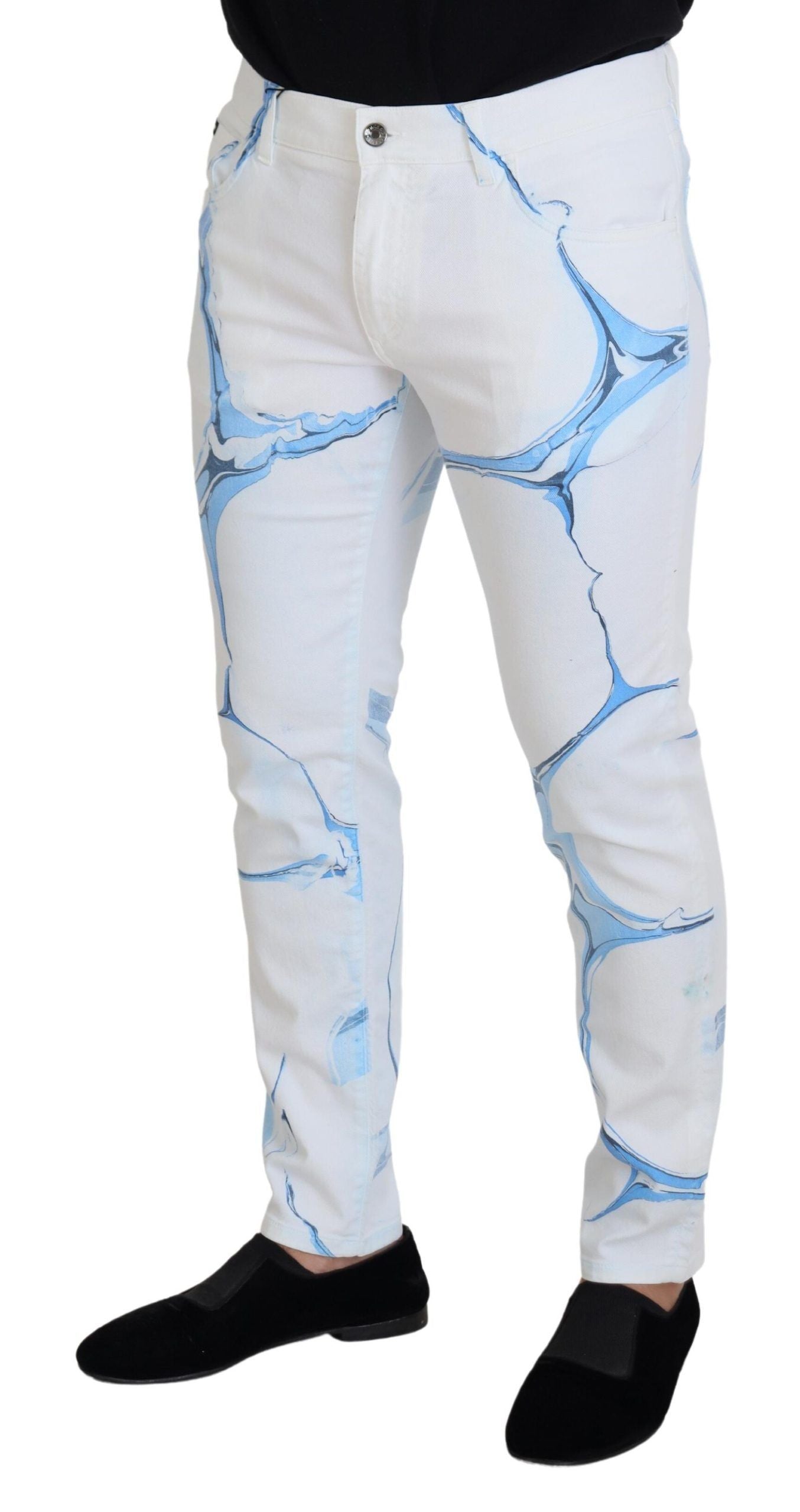 White Blue Denim Cotton Jeans Stretch Skinny Fit Pant