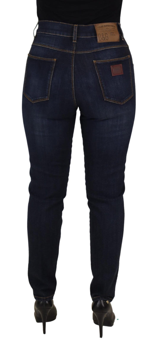 Blue Cotton High Waist Skinny Denim Jeans