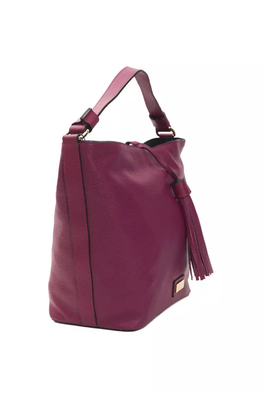 "Burgundy Leather Women Shoulder Bag"