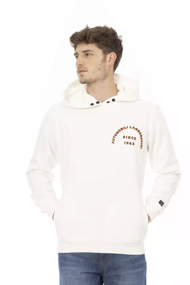 White Cotton Men's Sweater with Pockets
