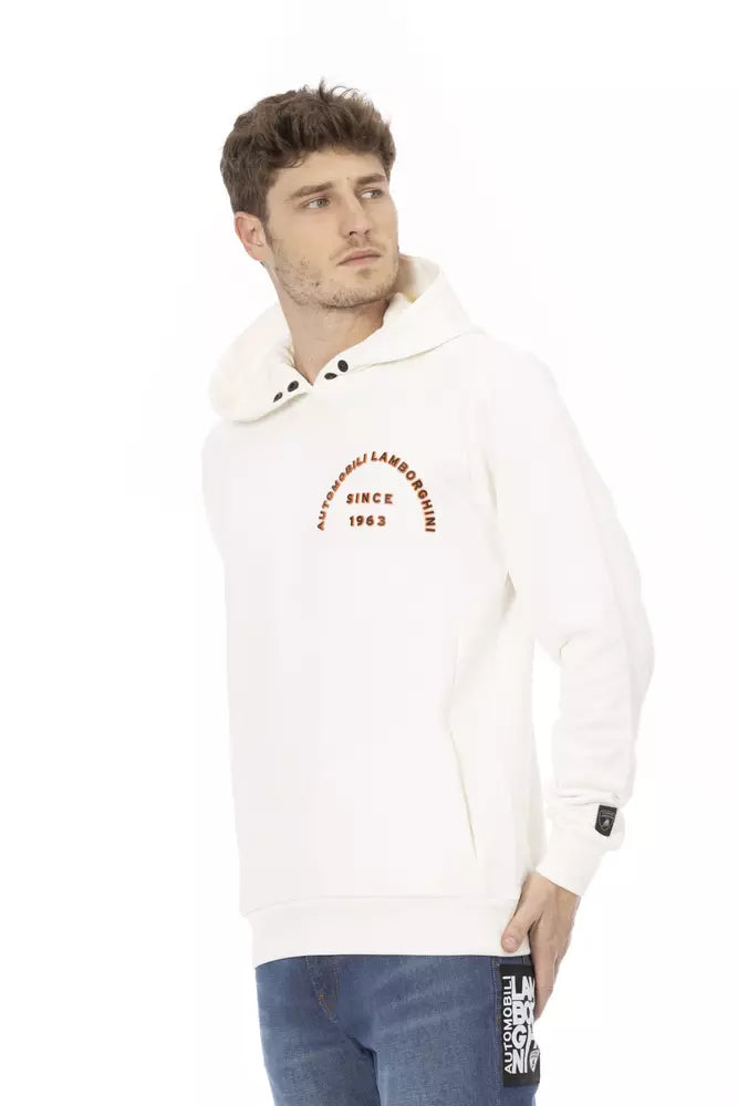 White Cotton Men's Sweater with Pockets