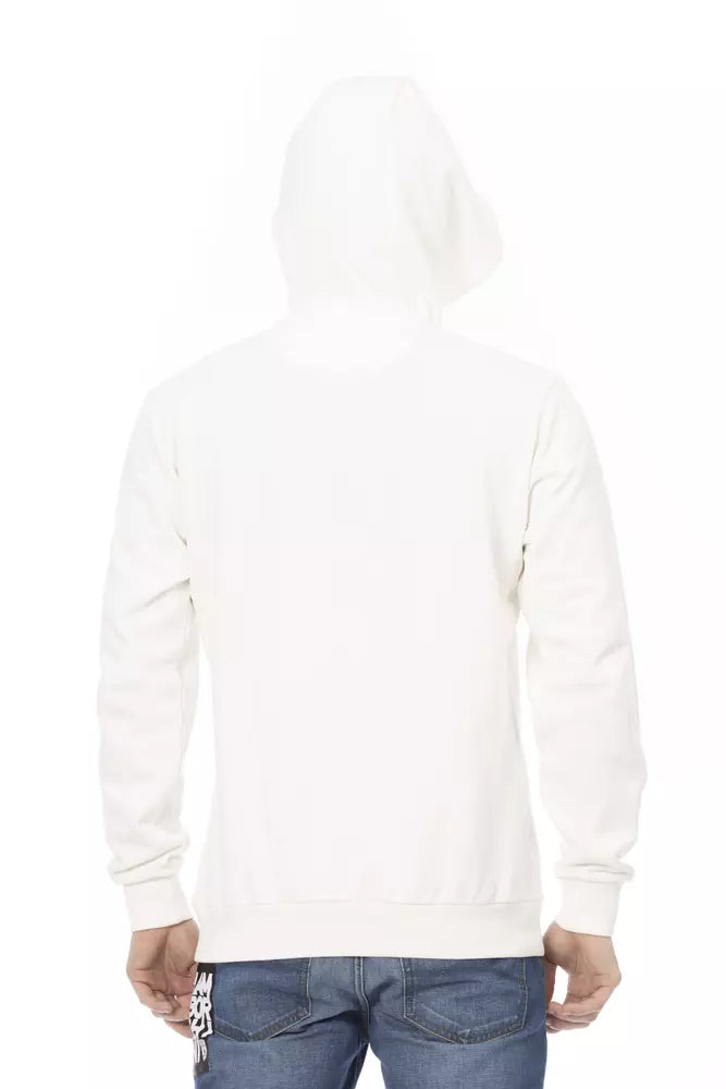 White Cotton Men's Sweater with Pockets