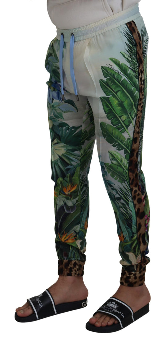 White Floral Printed Men Jogger Pants