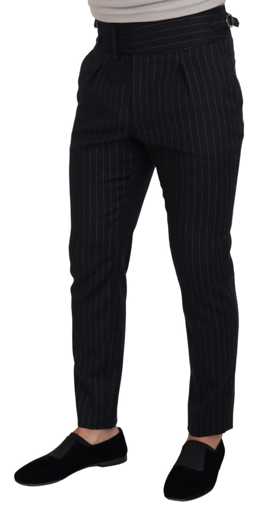Black Wool Striped Chino Pants