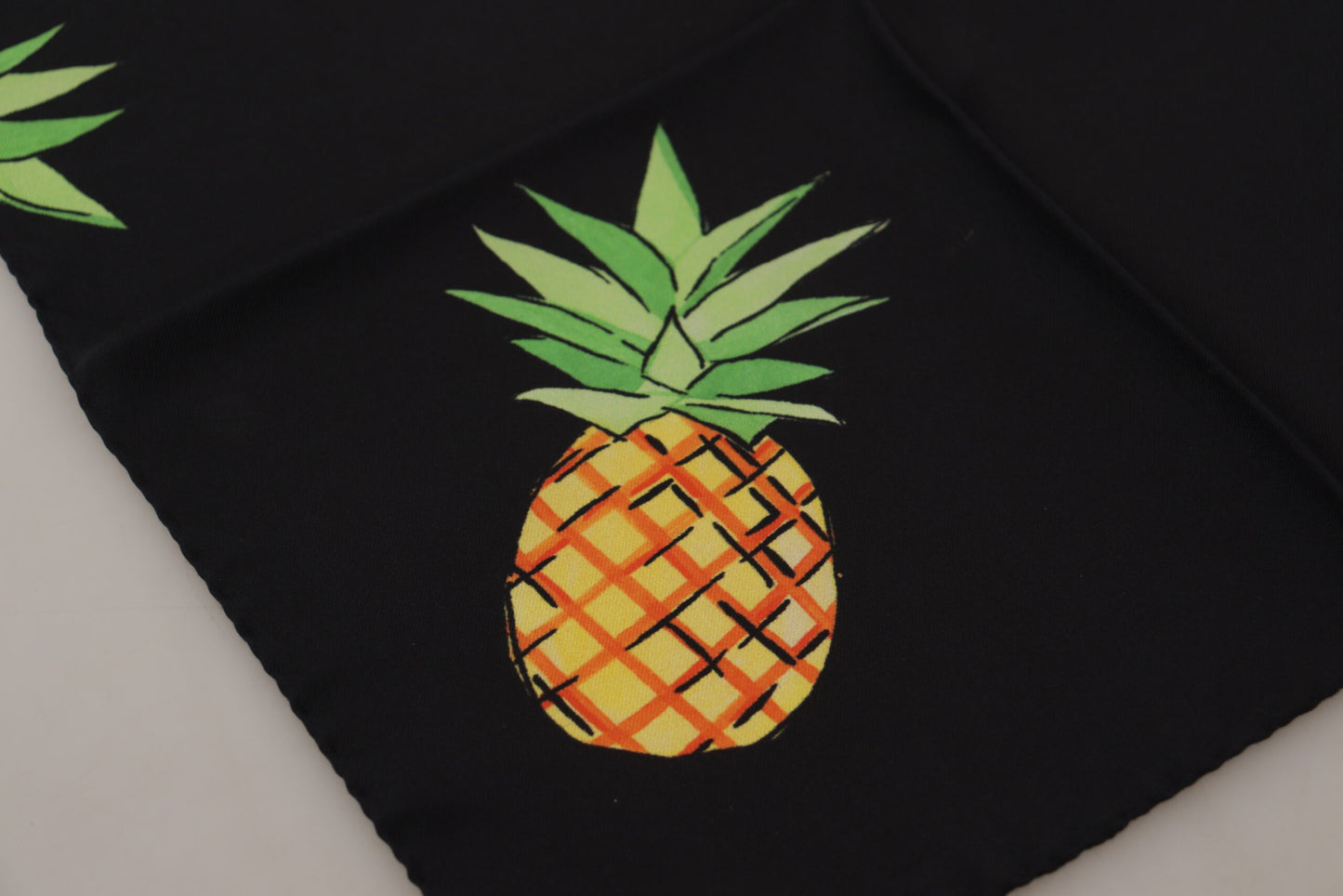 Black Pineapple Printed Square Handkerchief Scarf