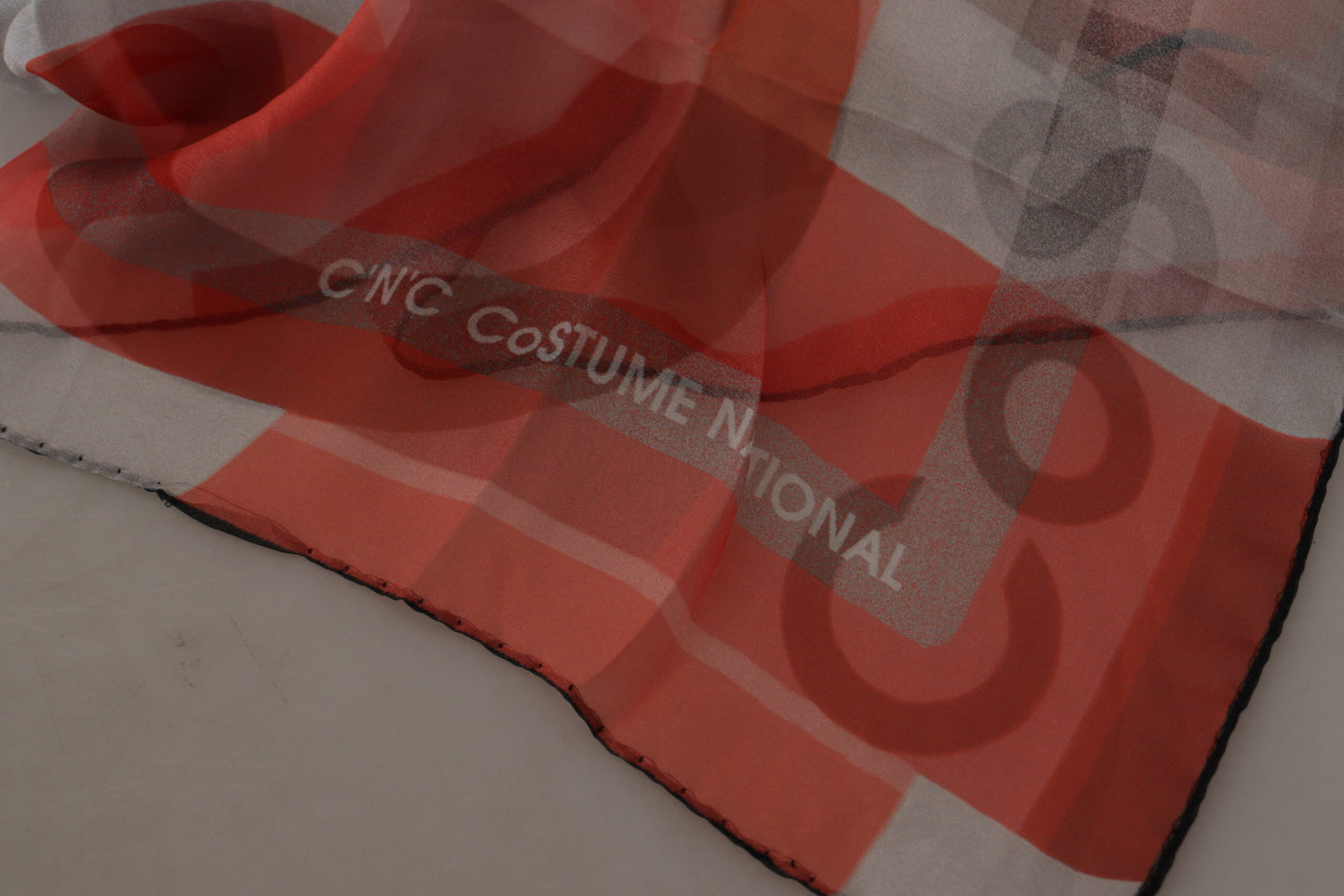 Gray Red Shawl Foulard Wrap Scarf