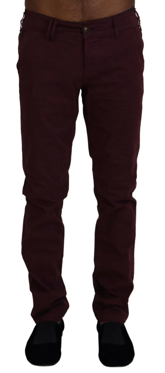 Maroon Cotton Stretch Skinny Casual Men Pants
