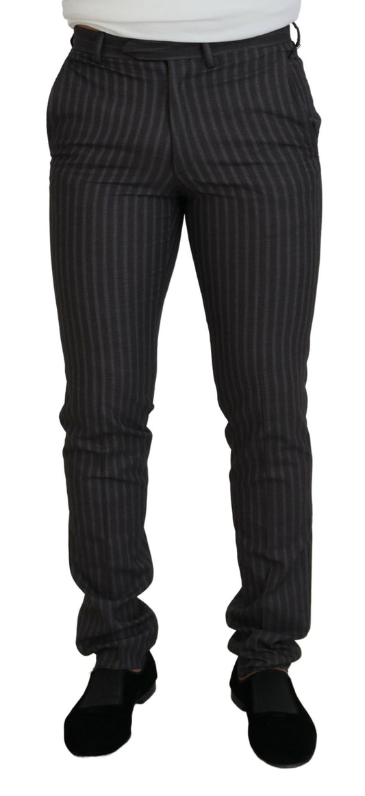 Brown Stripes Slim Fit Men Pants