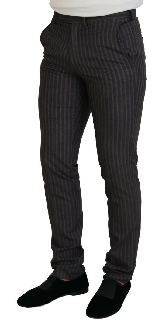 Brown Stripes Slim Fit Men Pants