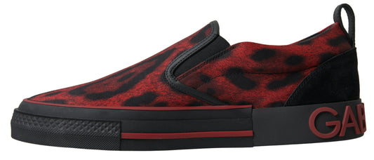 Red Black Leopard Loafers Sneakers Shoes