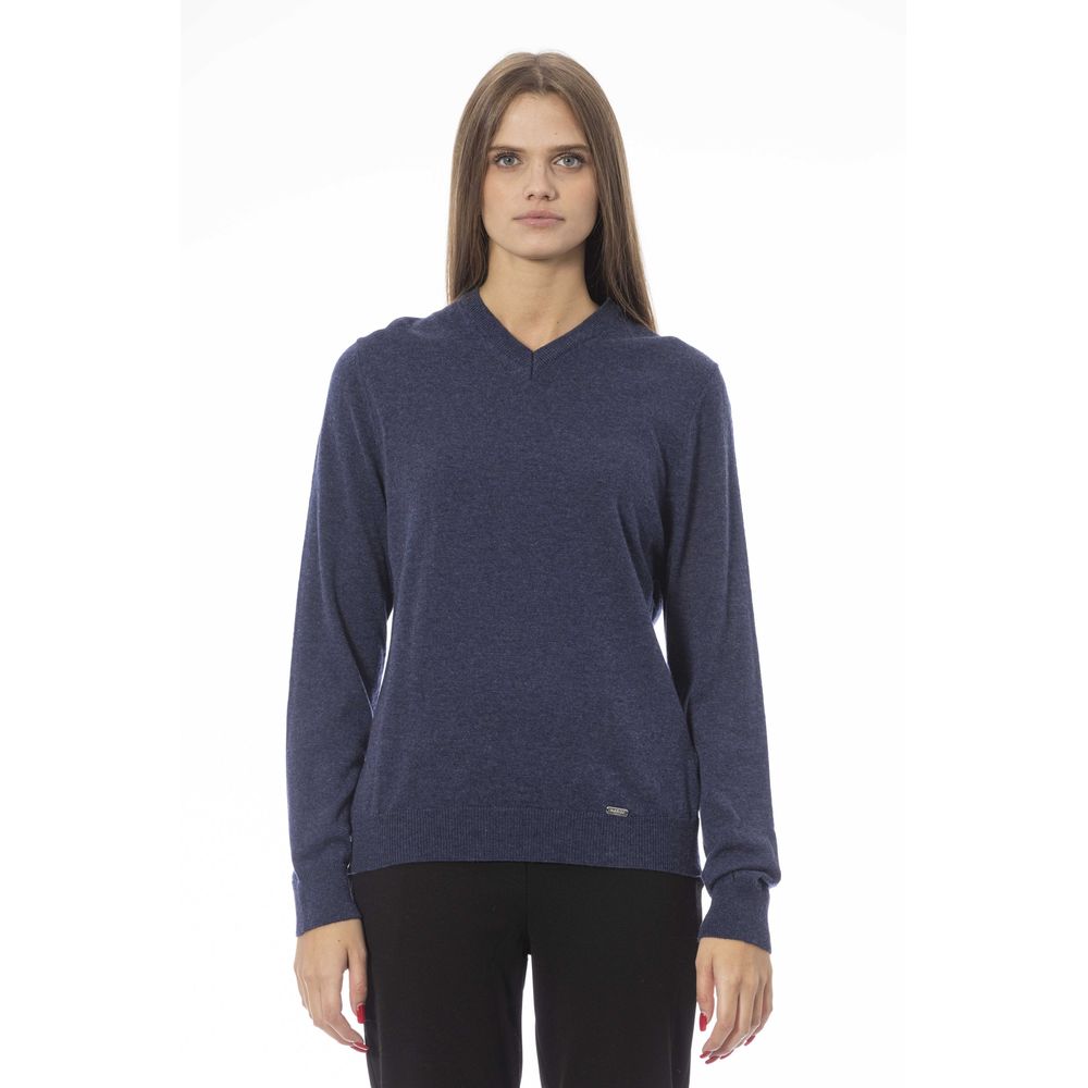 Blue Viscose Women Sweater