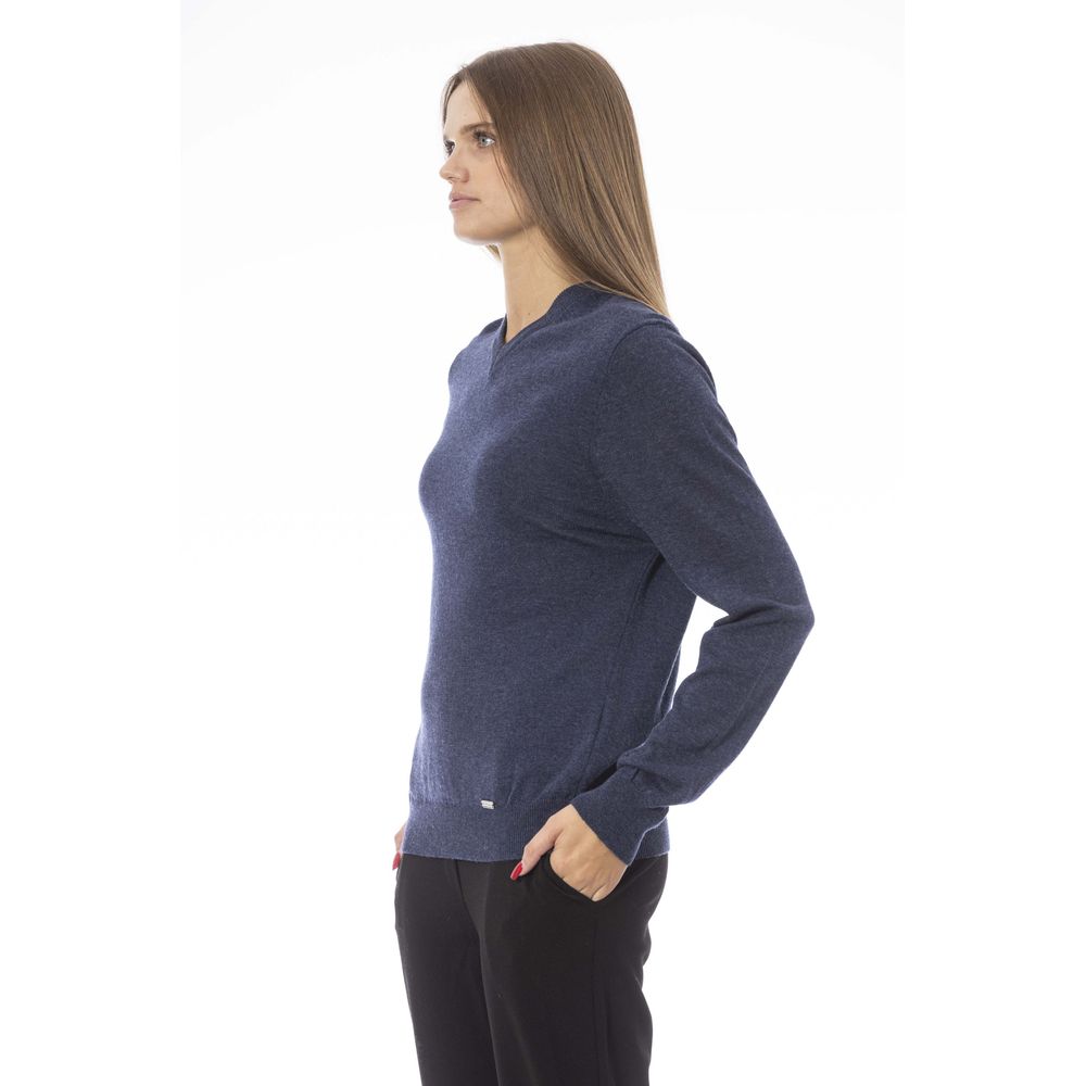 Blue Viscose Women Sweater