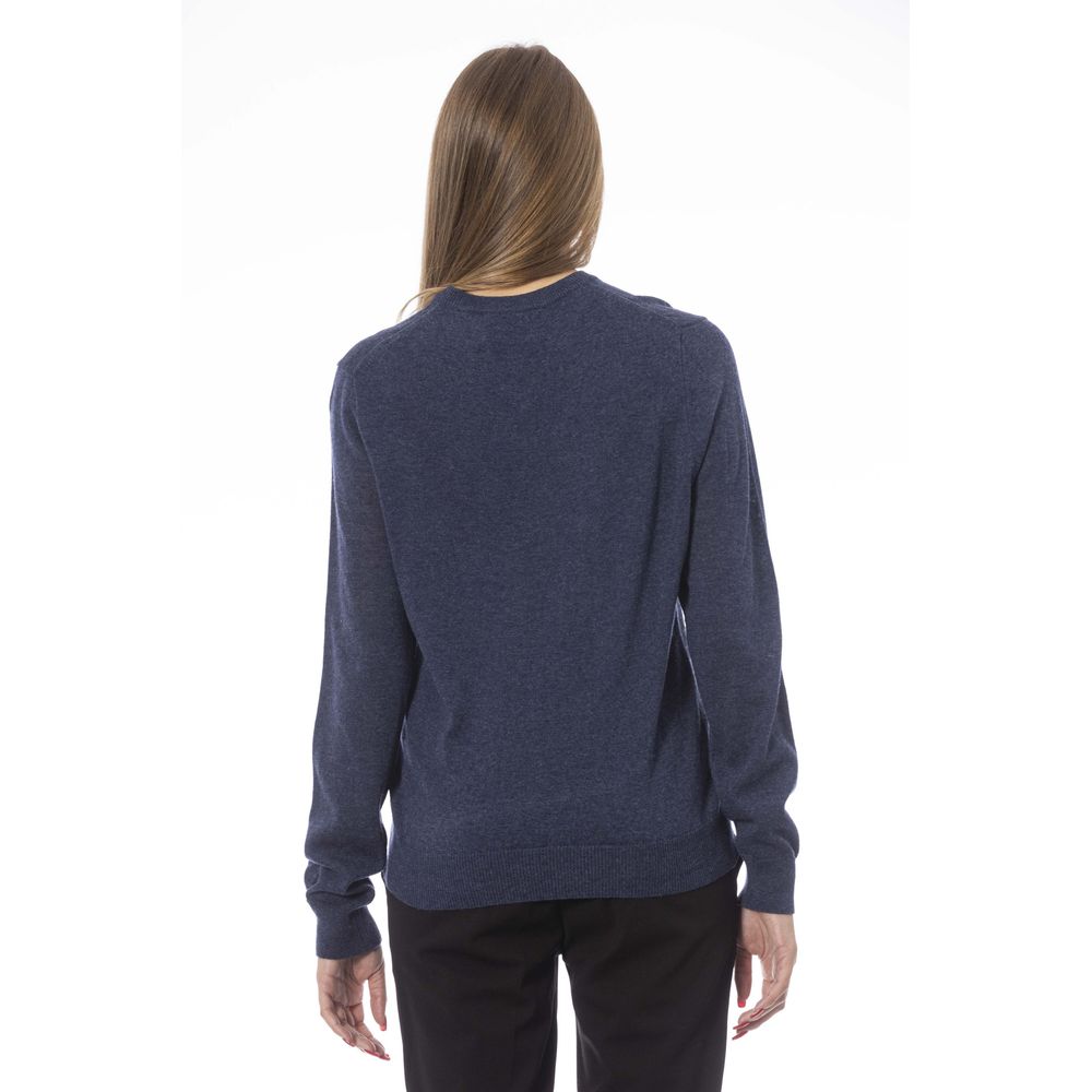 Blue Viscose Women Sweater