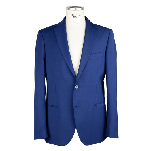 Blue Wool Men Suit