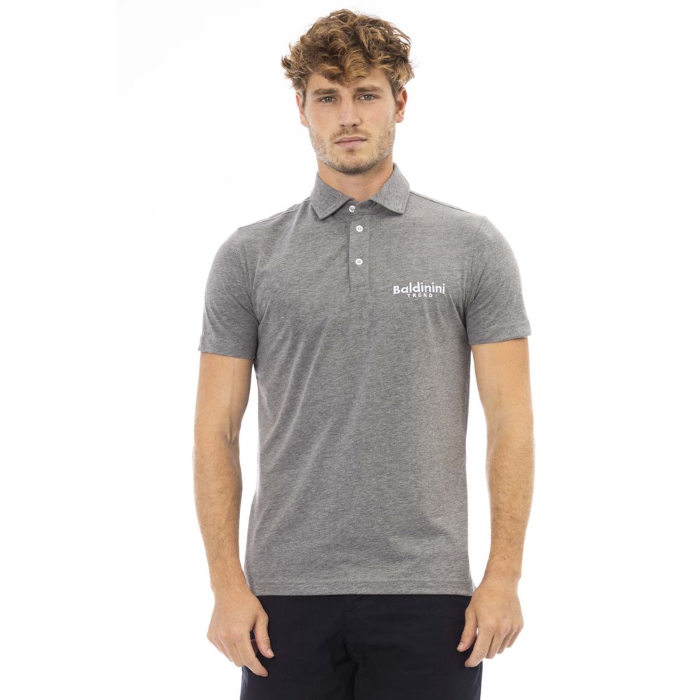 Gray Cotton Mens Polo Shirt